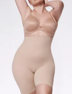 Bermudy pod biust - 269 Basic Sliming Shorts Super High - spodenki wyszczuplające pod biust - naturalne