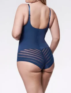 Body z siateczką - 119 Mesh Body Open Bust - body wyszczuplające pod biust - granatowe