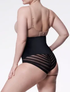 Figi z siatką - 141 Mesh Maxi Super High - figi wyszczuplające wysoka talia z siatką - czarne