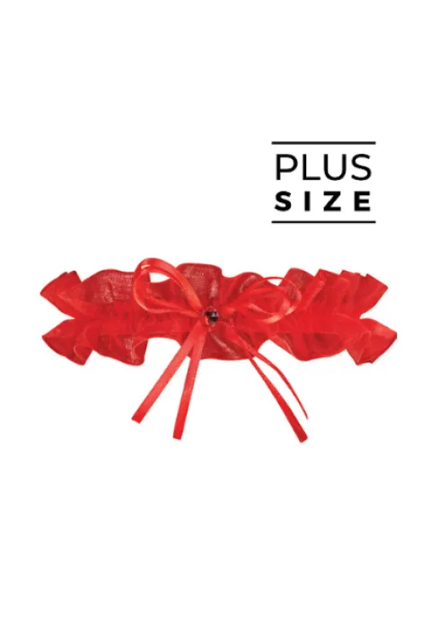 GRENADA (PW-98) podwiązka czerwona z silikonem PLUS SIZE